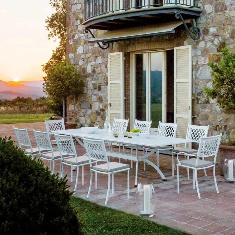 Utdragbart utomhusbord Upp till 320 cm i galvaniserat stål Made in Italy - Pearl Viadurini