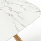 Utomhusbord med träunderrede och Calacatta Oro keramisk skiva - Infinity Viadurini