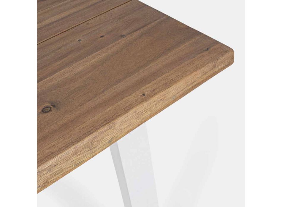 Utomhusbord med akaciaträplatta och stålbotten - soligt Viadurini