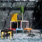 Utomhusbord med galvaniserad stålkonstruktion Tillverkat i Italien - Azul Viadurini