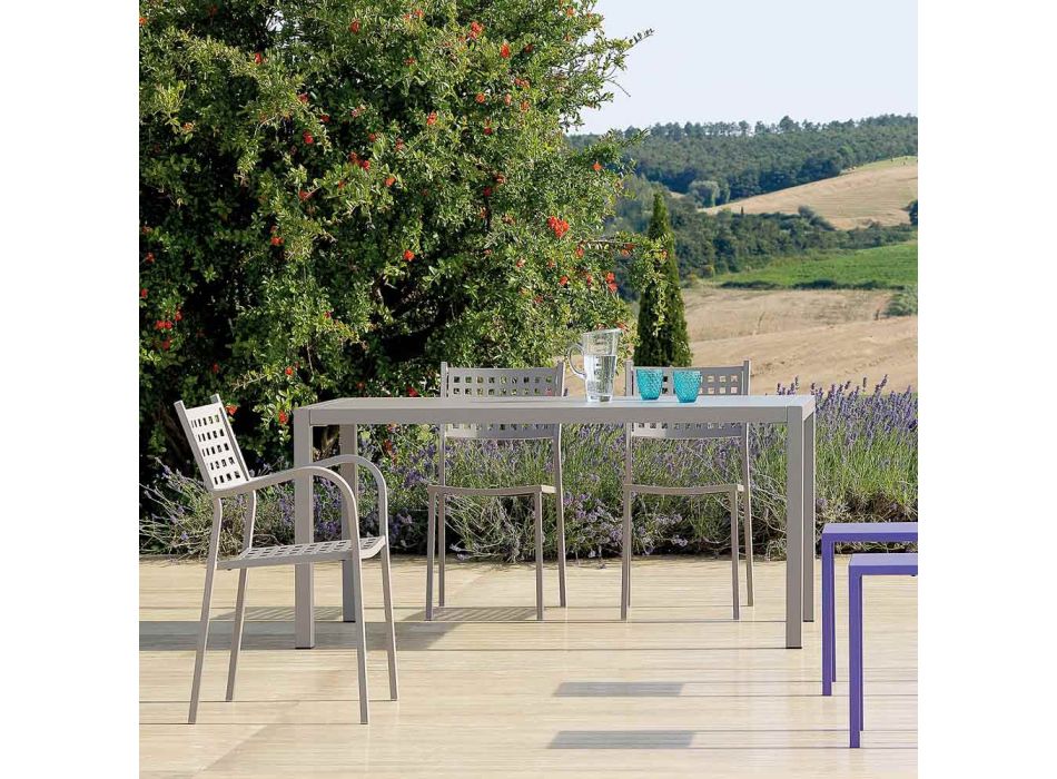 Rektangulärt galvaniserat stål utomhusbord tillverkat i Italien - Azul Viadurini