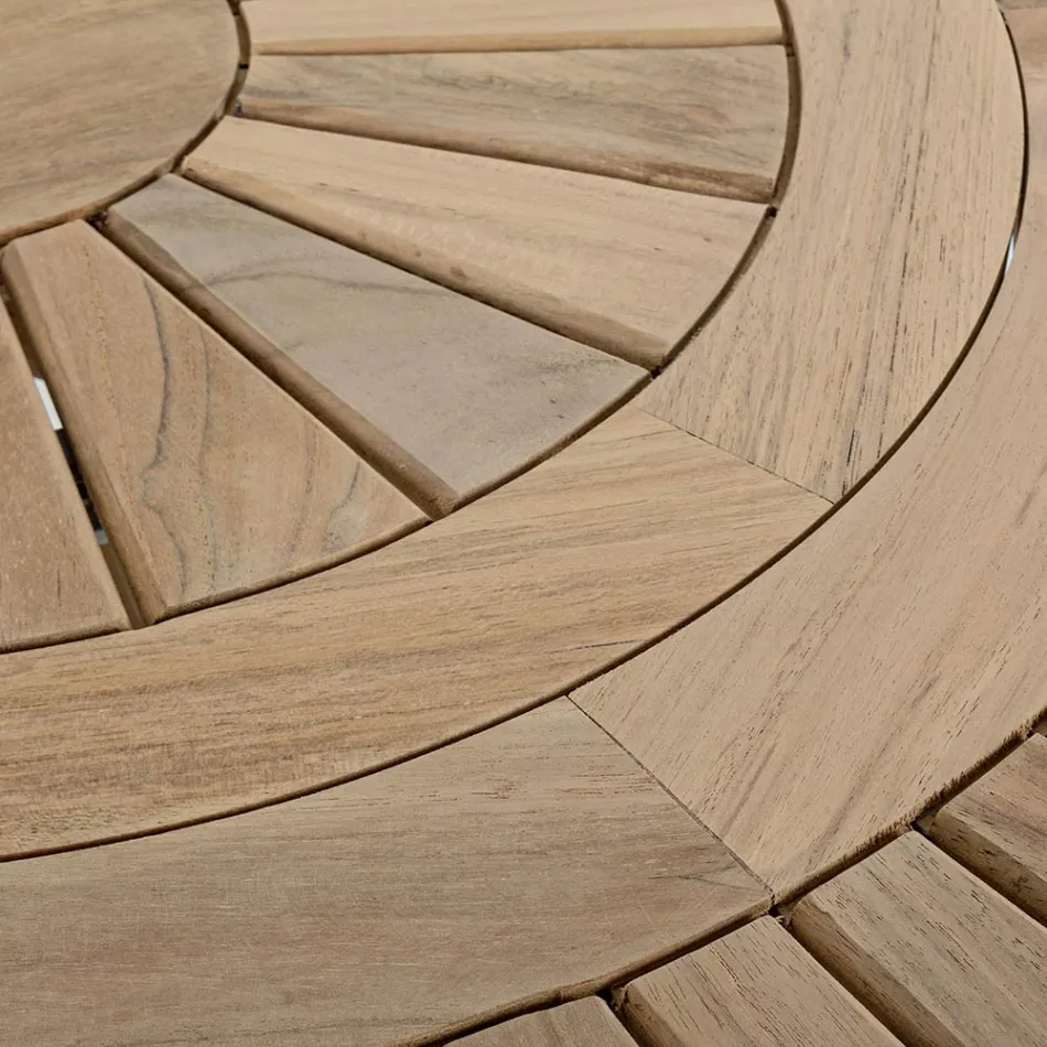 Utomhusbord i teak med vridbar centralskiva, Homemotion - Dimitris Viadurini
