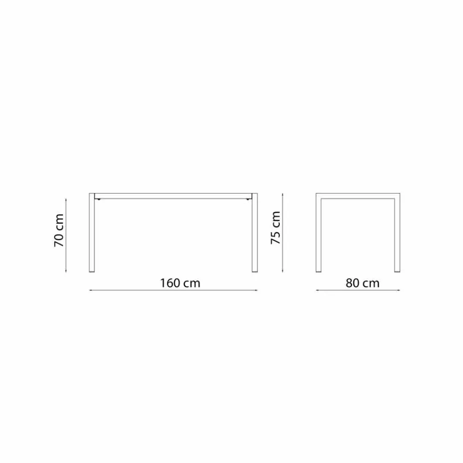 Självavvikande rektangulär utomhusbord av metall tillverkad i Italien - Binda Viadurini