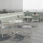 Runt bord för utomhusbruk Diameter 75 cm i Beige Aluminium - Brisea Viadurini