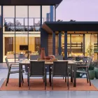 Trädgårdsbord 180x90 cm med aluminiumunderrede och teakskiva - Mean Viadurini