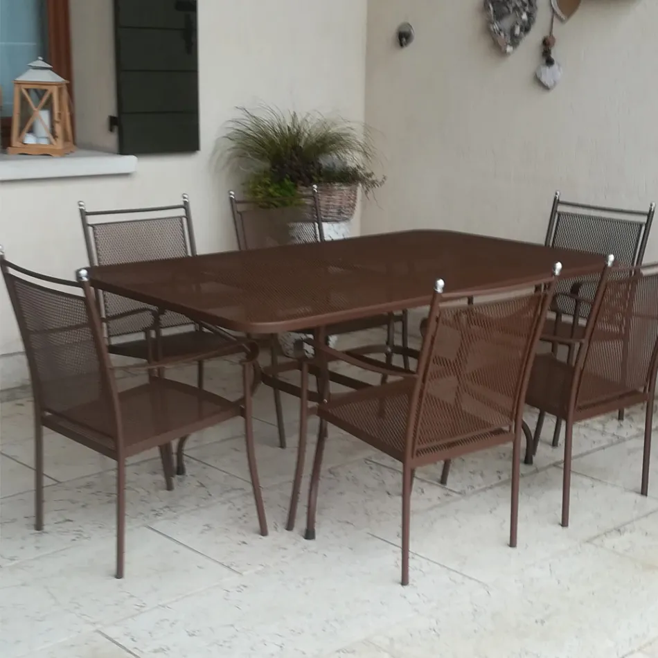 180 cm trädgårdsbord i metallnät tillverkat i Italien - Lirion Viadurini