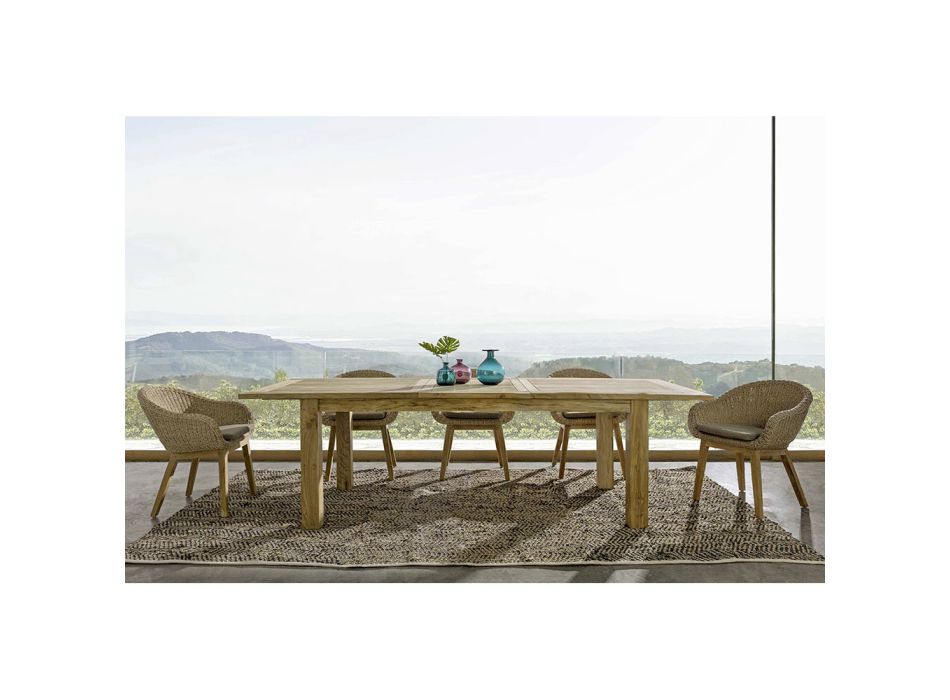 Förlängningsbart trädgårdsbord till 260 cm i trä, 8 platser Homemotion - Gismondo Viadurini