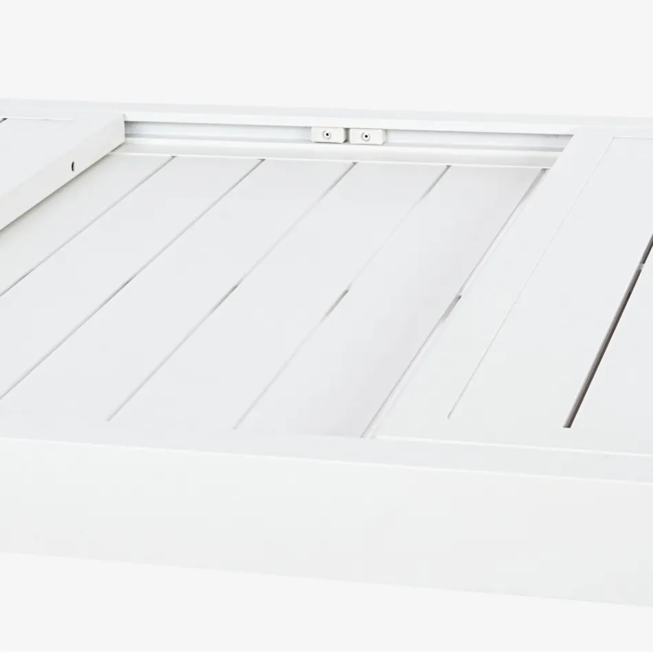 Utdragbart trädgårdsbord upp till 240 cm i vitt eller taupe aluminium - Franz Viadurini