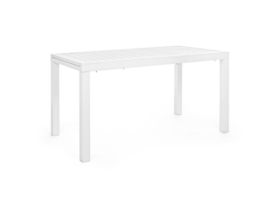 Utdragbart trädgårdsbord upp till 240 cm i vitt eller taupe aluminium - Franz Viadurini