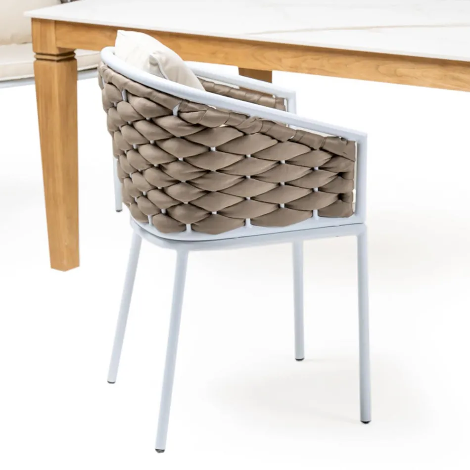 Trädgårdsbord med 4 stolar i aluminium och vävning - Artes Viadurini