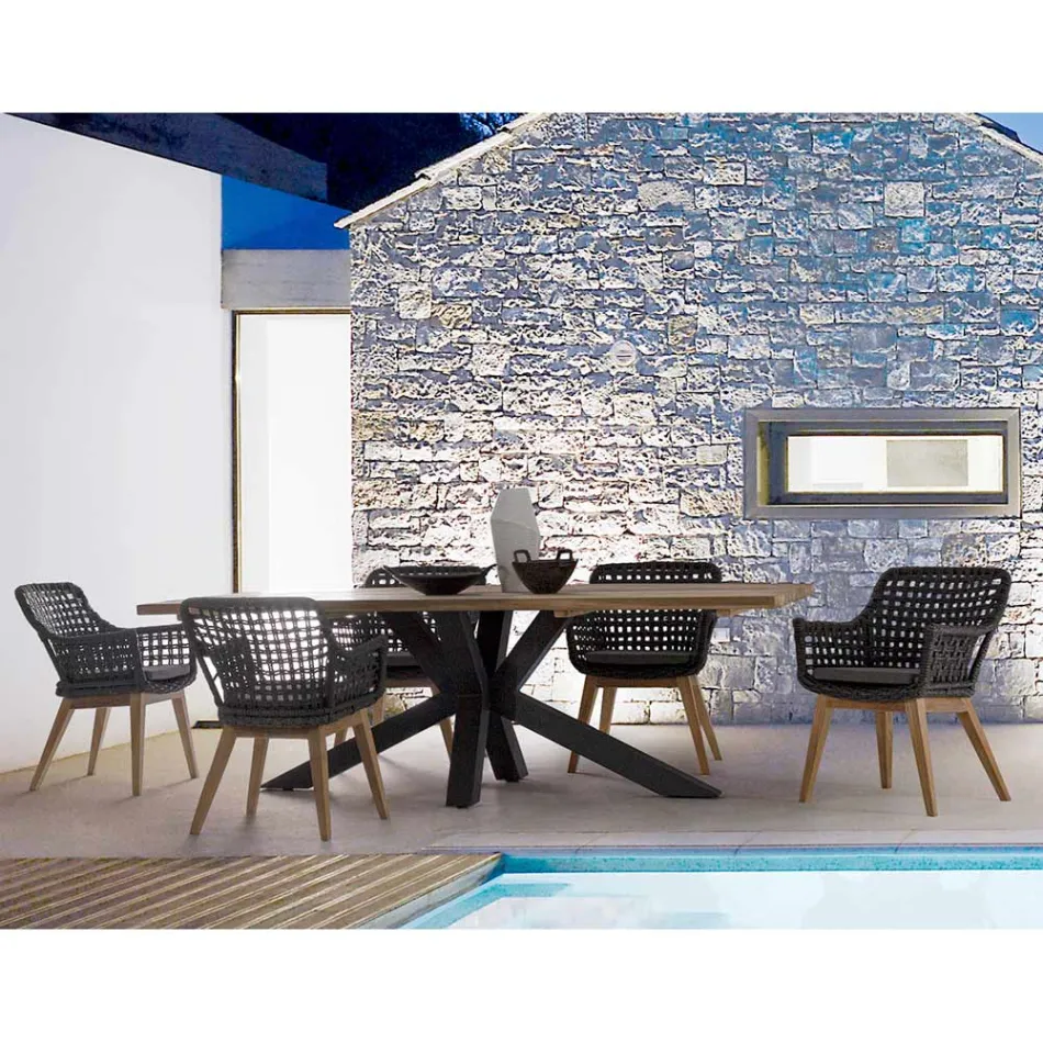 Trädgårdsbord med topp i teakträ av Homemotion - Cowen Design Viadurini