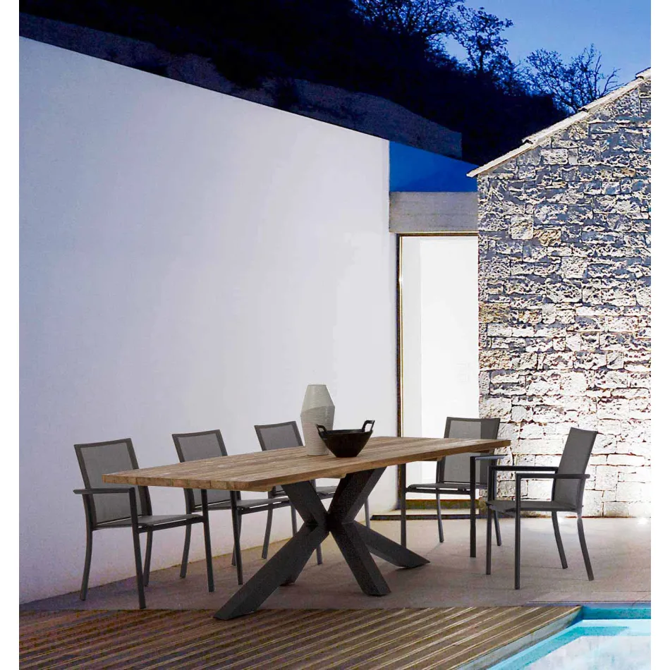 Trädgårdsbord med topp i teakträ av Homemotion - Cowen Design Viadurini