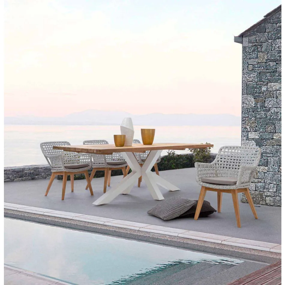 Trädgårdsbord med topp i teakträ av Homemotion - Cowen Design Viadurini