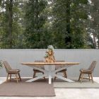 Trädgårdsbord med teaktopp och aluminiumbas, Homemotion - Leotto Viadurini