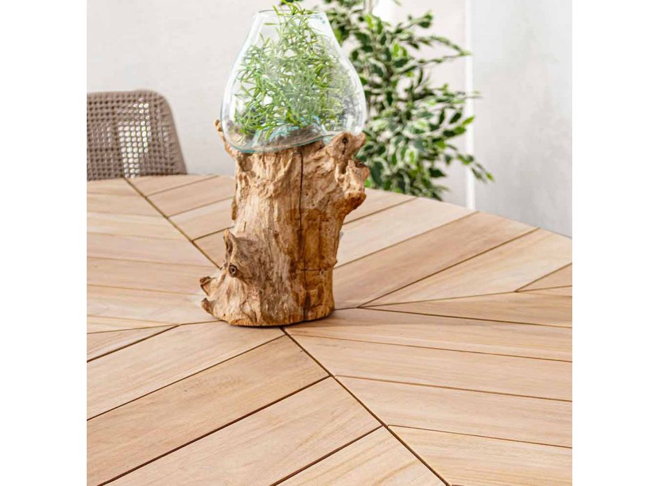 Trädgårdsbord med teaktopp och aluminiumbas, Homemotion - Leotto Viadurini