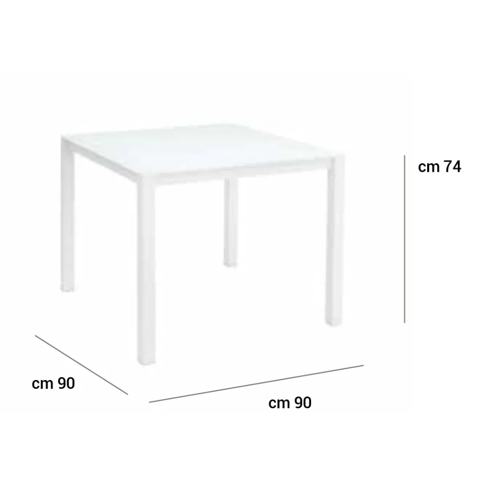 Trädgårdsbord med målad aluminiumstruktur och glasskiva - Salim Viadurini