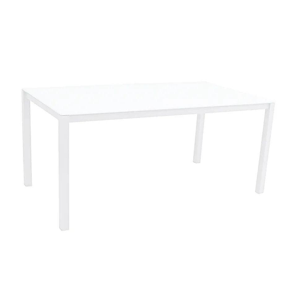 Trädgårdsbord med målad aluminiumstruktur och glasskiva - Salim Viadurini