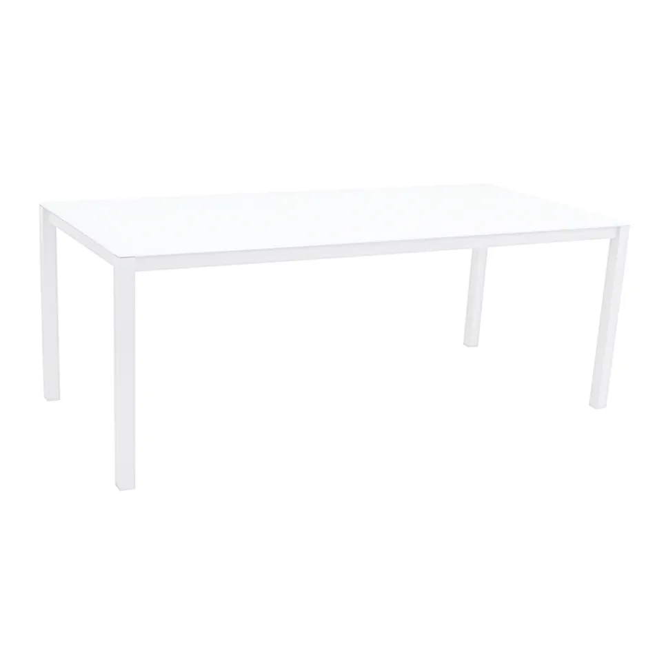 Trädgårdsbord med målad aluminiumstruktur och glasskiva - Salim Viadurini