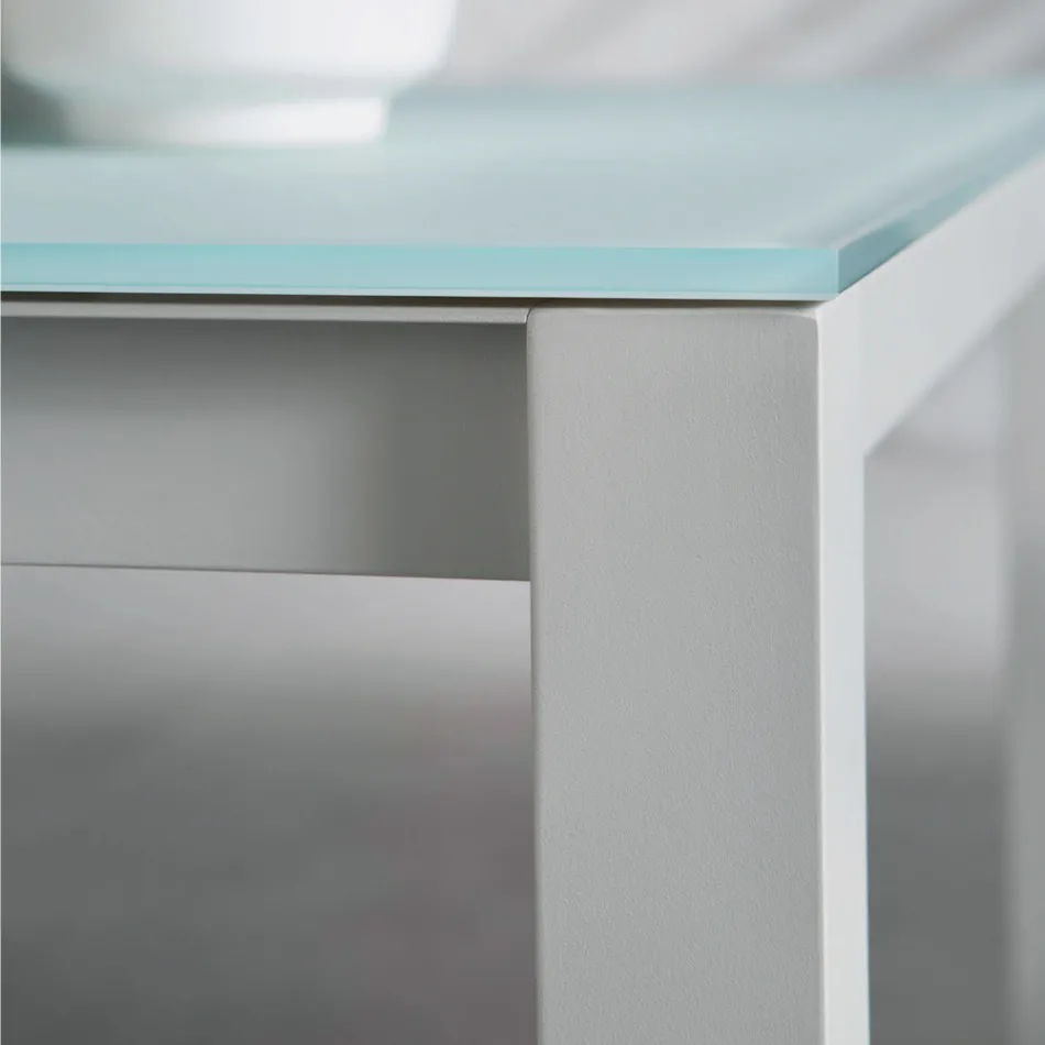 Trädgårdsbord med målad aluminiumstruktur och glasskiva - Salim Viadurini