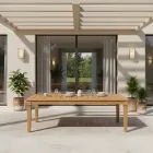 Trädgårdsbord med struktur i borstad naturlig teak - Artes Viadurini