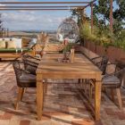 Trädgårdsbord med struktur i borstad naturlig teak - Artes Viadurini