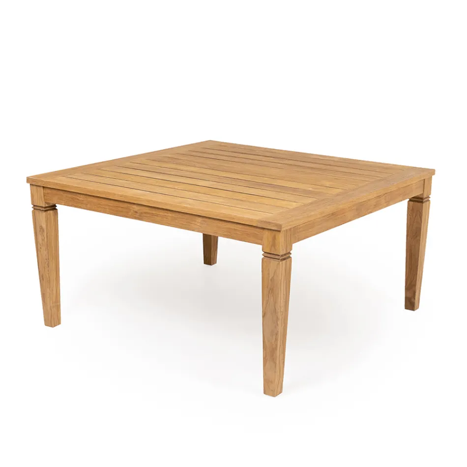 Trädgårdsbord med struktur i borstad naturlig teak - Artes Viadurini