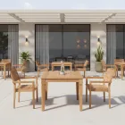 Trädgårdsbord med struktur i borstad naturlig teak - Artes Viadurini
