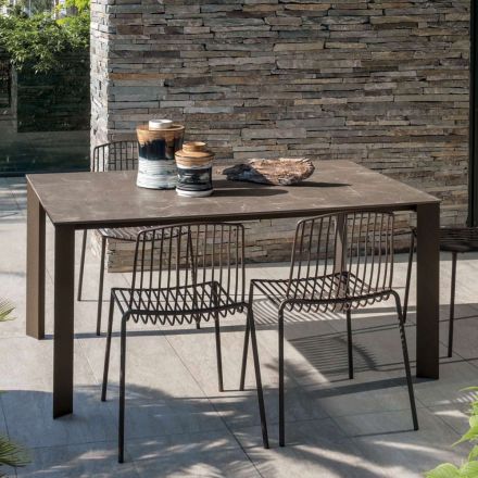 HPL Trädgårdsbord med aluminiumstruktur Tillverkat i Italien - Carl Viadurini