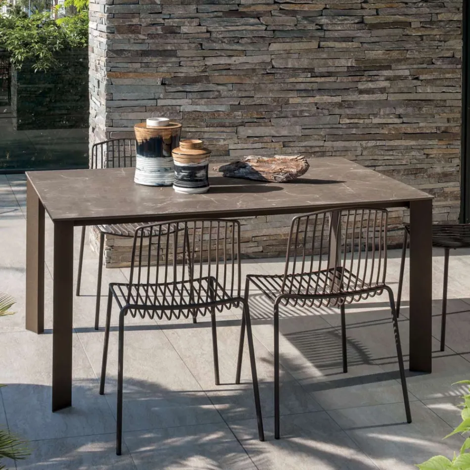 HPL Trädgårdsbord med aluminiumstruktur Tillverkat i Italien - Carl Viadurini