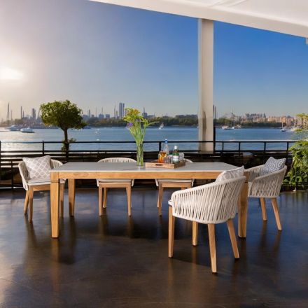 Trädgårdsbord i naturlig teak och keramikskiva - Artes Viadurini