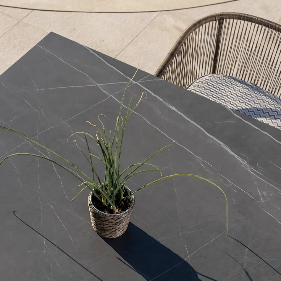 Trädgårdsbord i naturlig teak och keramikskiva - Artes Viadurini