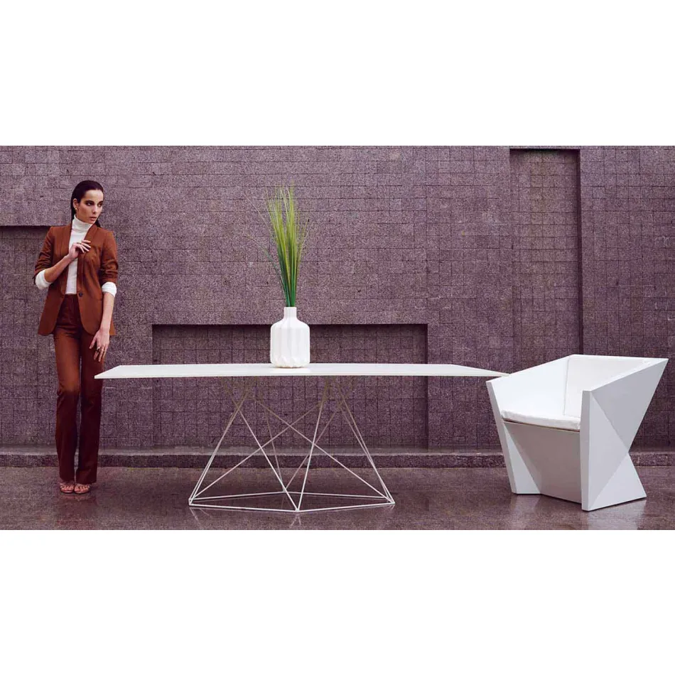 Modernt trädgårdstabell i polypropen och rostfritt stål Faz Vondom Viadurini