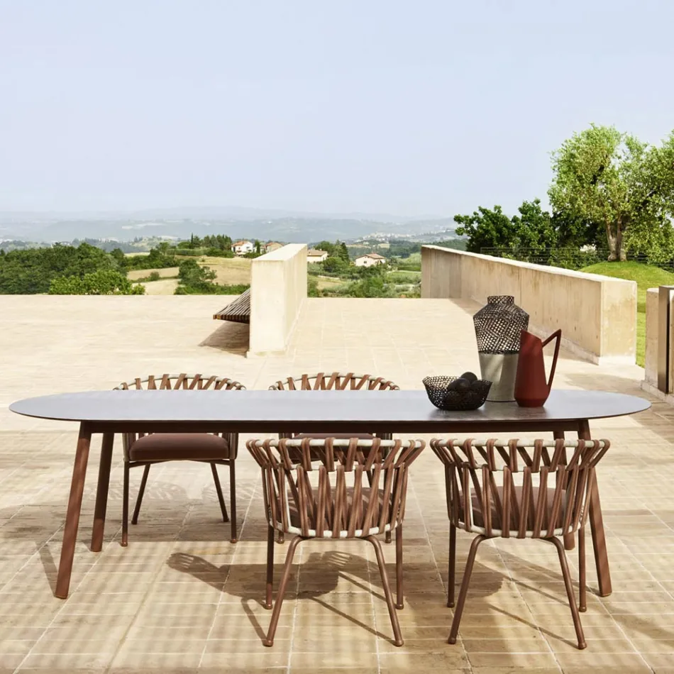 Trädgårdsbord färgad Hpl Top Made in Italy - Emma av Varaschin Viadurini