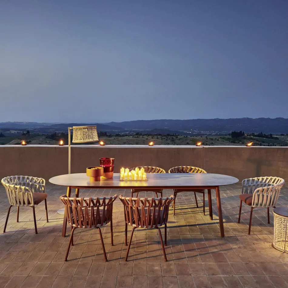 Trädgårdsbord färgad Hpl Top Made in Italy - Emma av Varaschin Viadurini