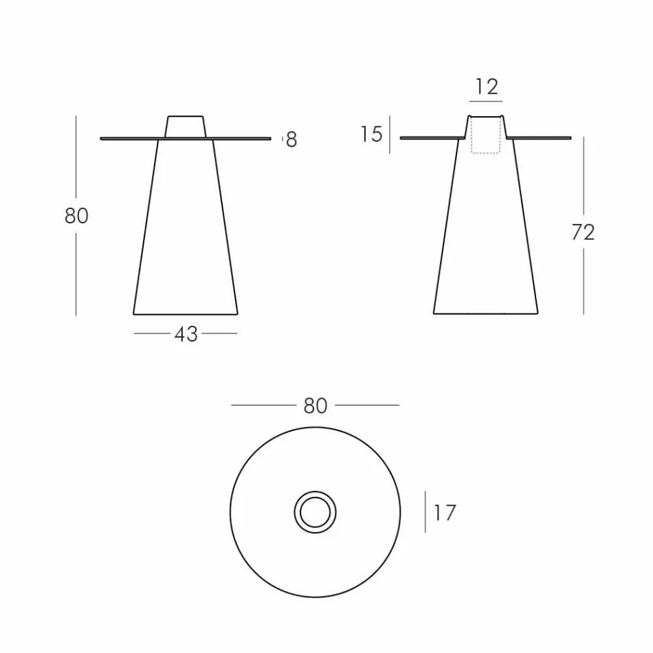 Ljus inomhus bordslidspik (H80) polyetenglas tillverkad i Italien Viadurini