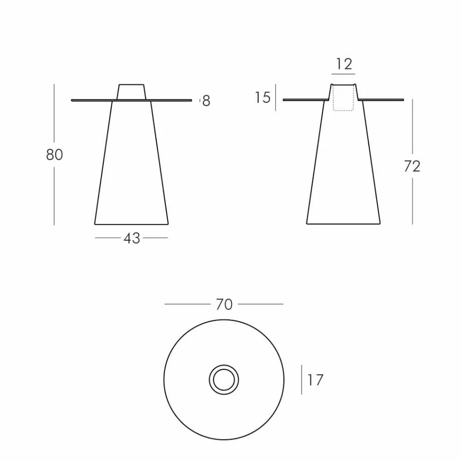 Ljus inomhus bordslidspik (H80) polyetenglas tillverkad i Italien Viadurini