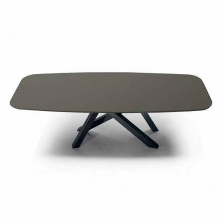 Lyxigt Made in Italy Fatformat matbord i Fenix och stål - Settimmio Viadurini