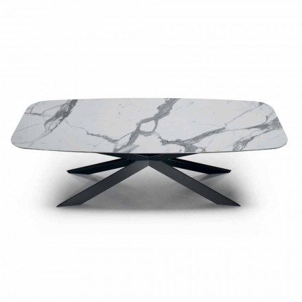 Fatformat matbord i hypermarmor och stål Tillverkat i Italien, Lyx - Grotta Viadurini