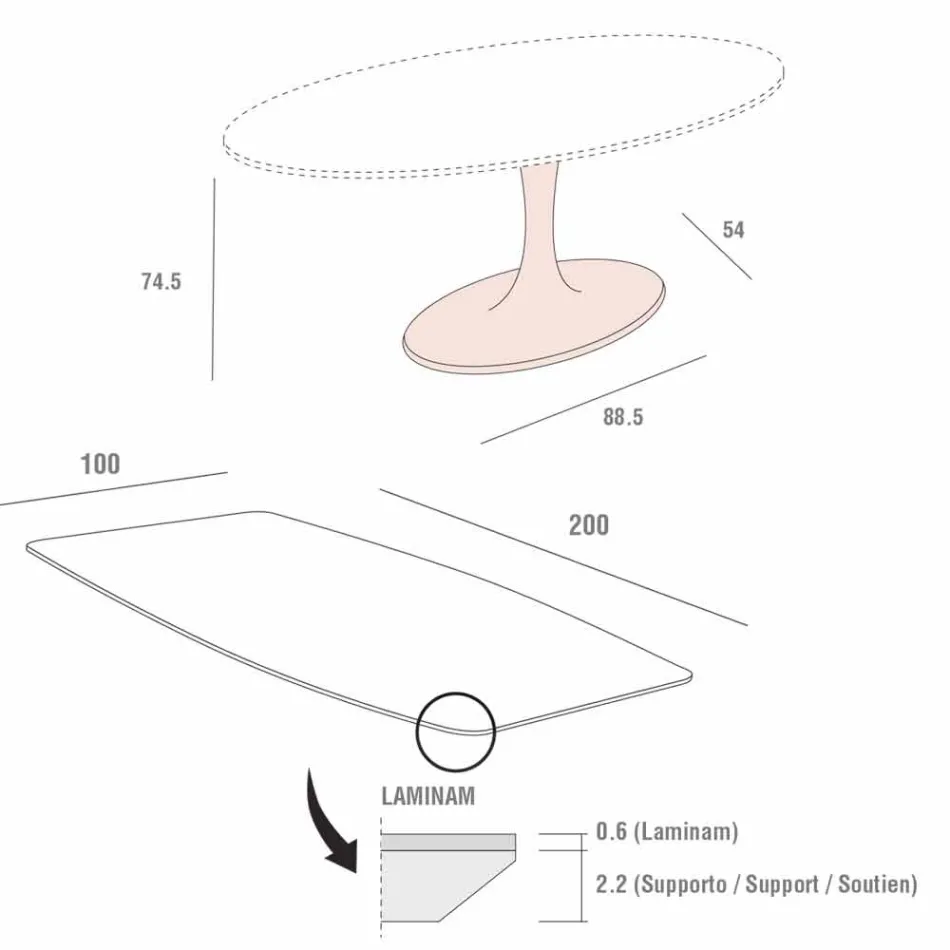 Fatmatbord i laminat och syntetiskt marmor tillverkat i Italien - Brontolo Viadurini