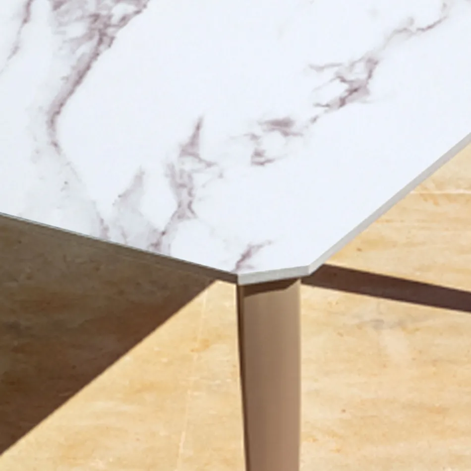 Utdragbart utematsbord 318 cm i aluminium och stengods - Filomena Viadurini