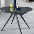 Utdragbart matbord till 180 cm i glas och målad metall - Beatriz Viadurini