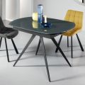 Utdragbart matbord till 180 cm i glas och målad metall - Beatriz