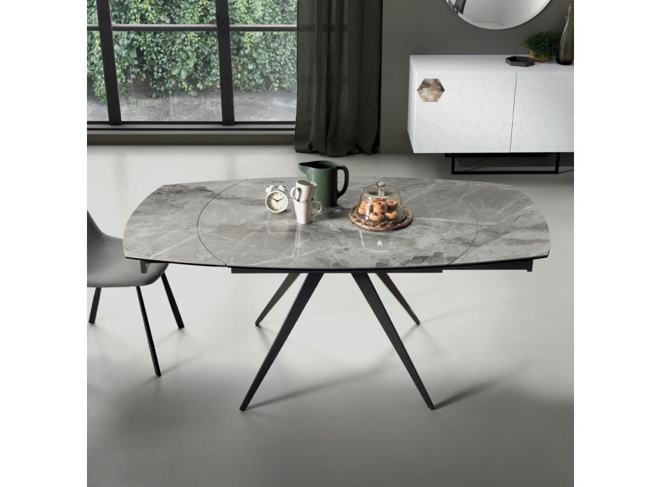 Matbord Utdragbart till 180 cm i Grès med metallunderrede - Beatriz Viadurini