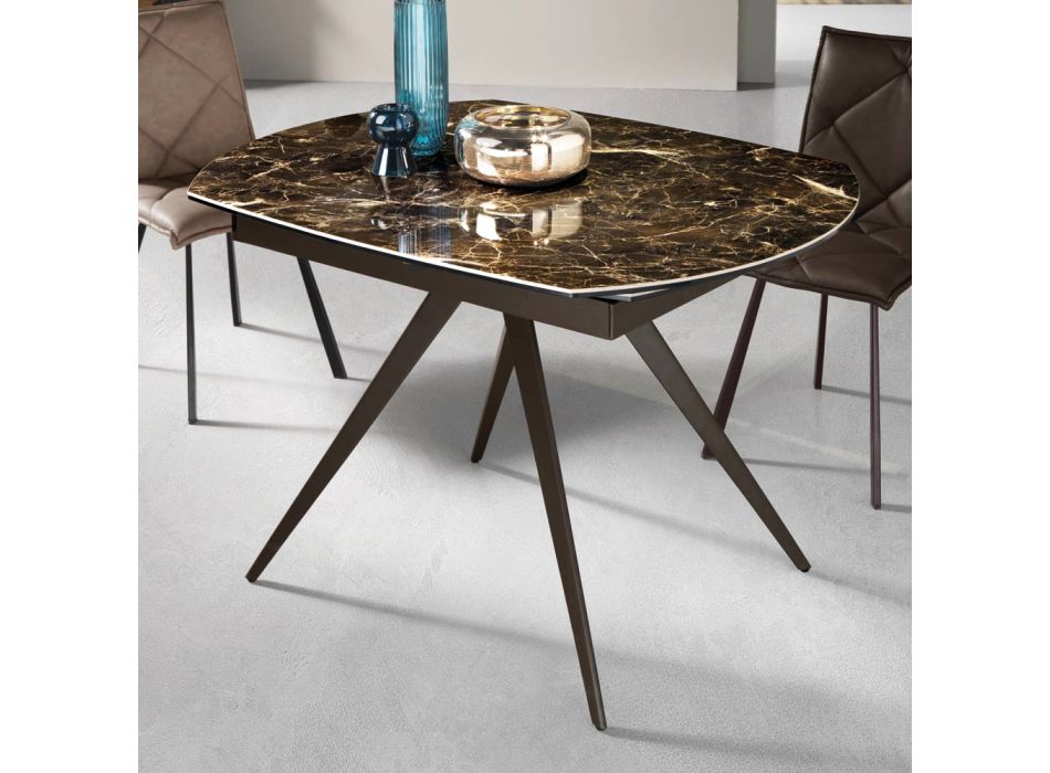 Matbord Utdragbart till 180 cm i Grès med metallunderrede - Beatriz Viadurini