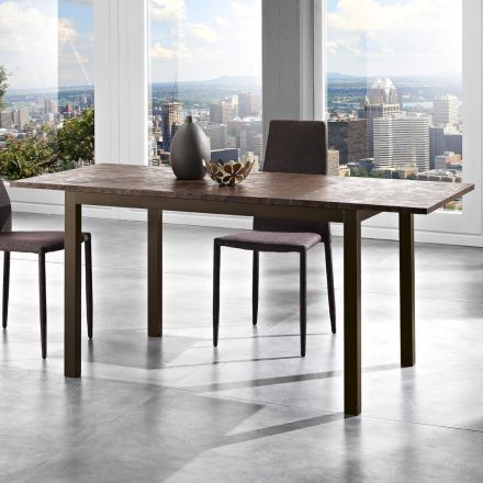 Utdragbart matbord till 180 cm i metall och melamin Tillverkat i Italien - Beatrise Viadurini