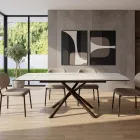 Utdragbart matbord (200/230 cm) i glaskeramik och metall - Naisha Viadurini