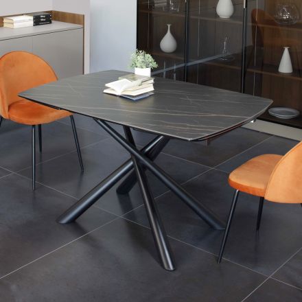 Utdragbart matbord till 200 cm i glaskeramik och metall - Naisha Viadurini