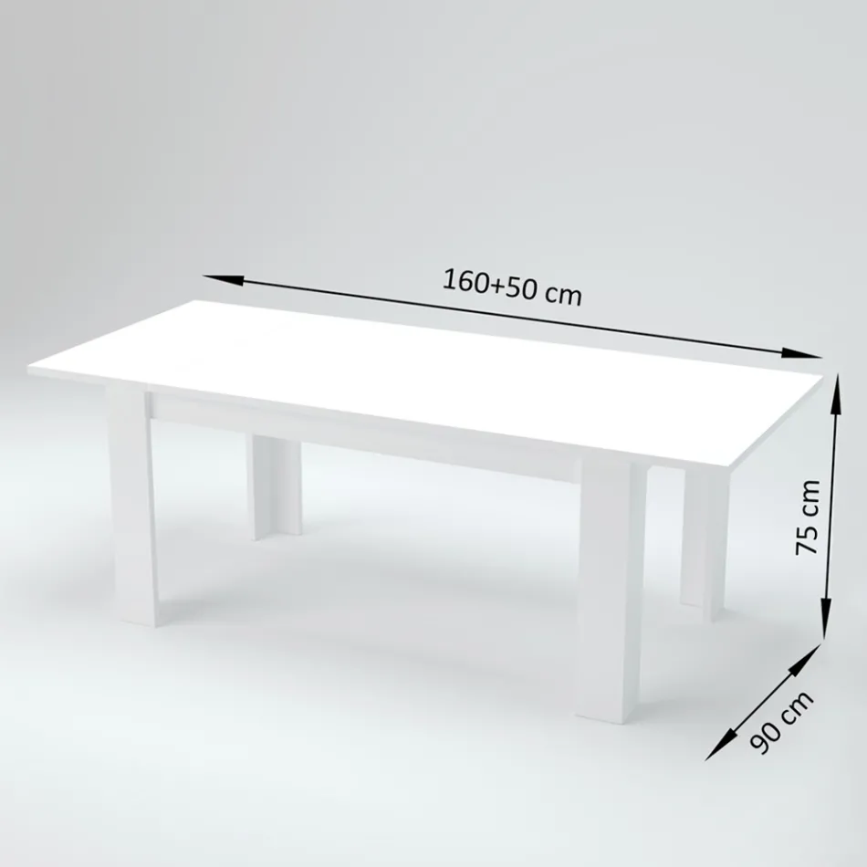 Matbord Utdragbart till 210 cm Design i hållbart trä - Perro Viadurini