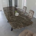 Utdragbart matbord till 230 cm i glaskeramik och metall - Kinari Viadurini