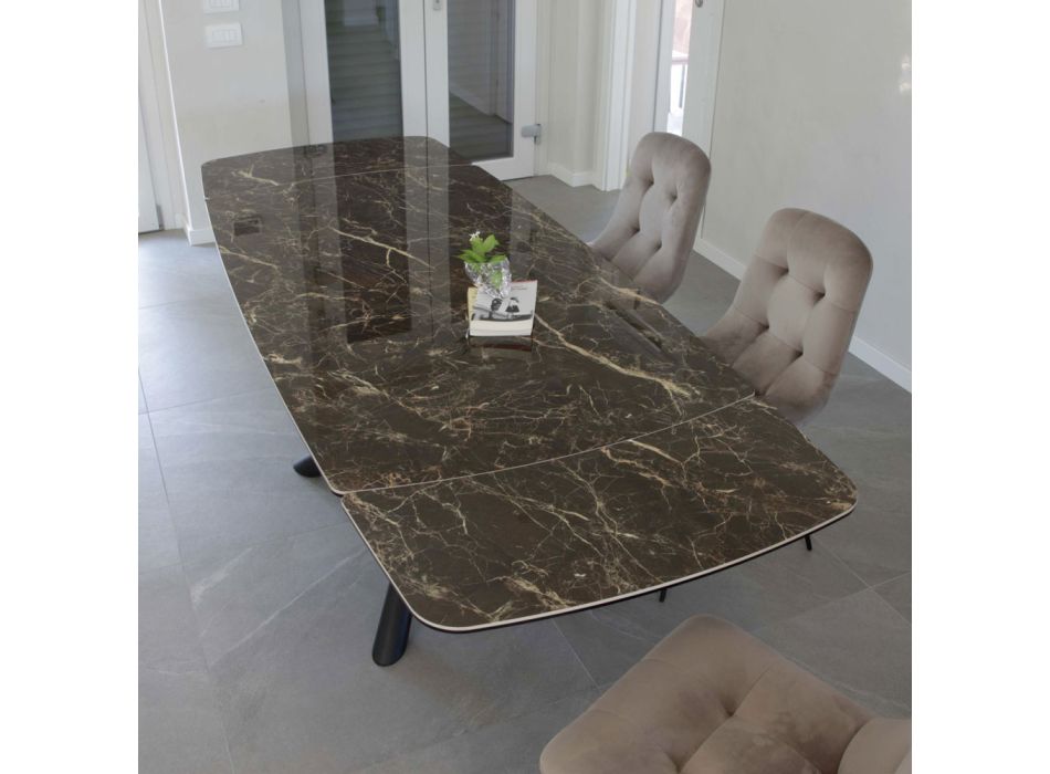 Utdragbart matbord till 230 cm i glaskeramik och metall - Kinari Viadurini